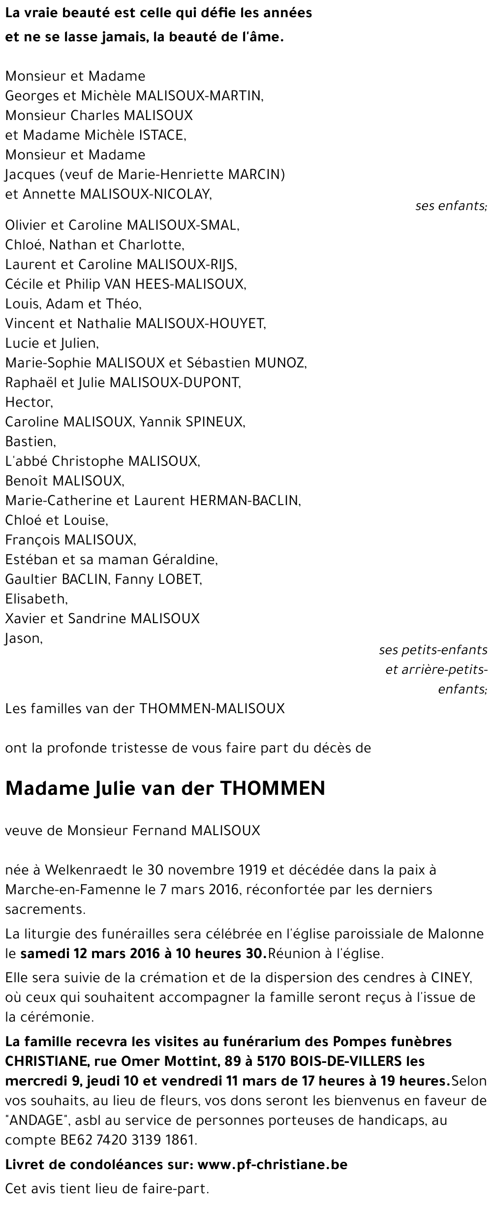 Julie van der THOMMEN