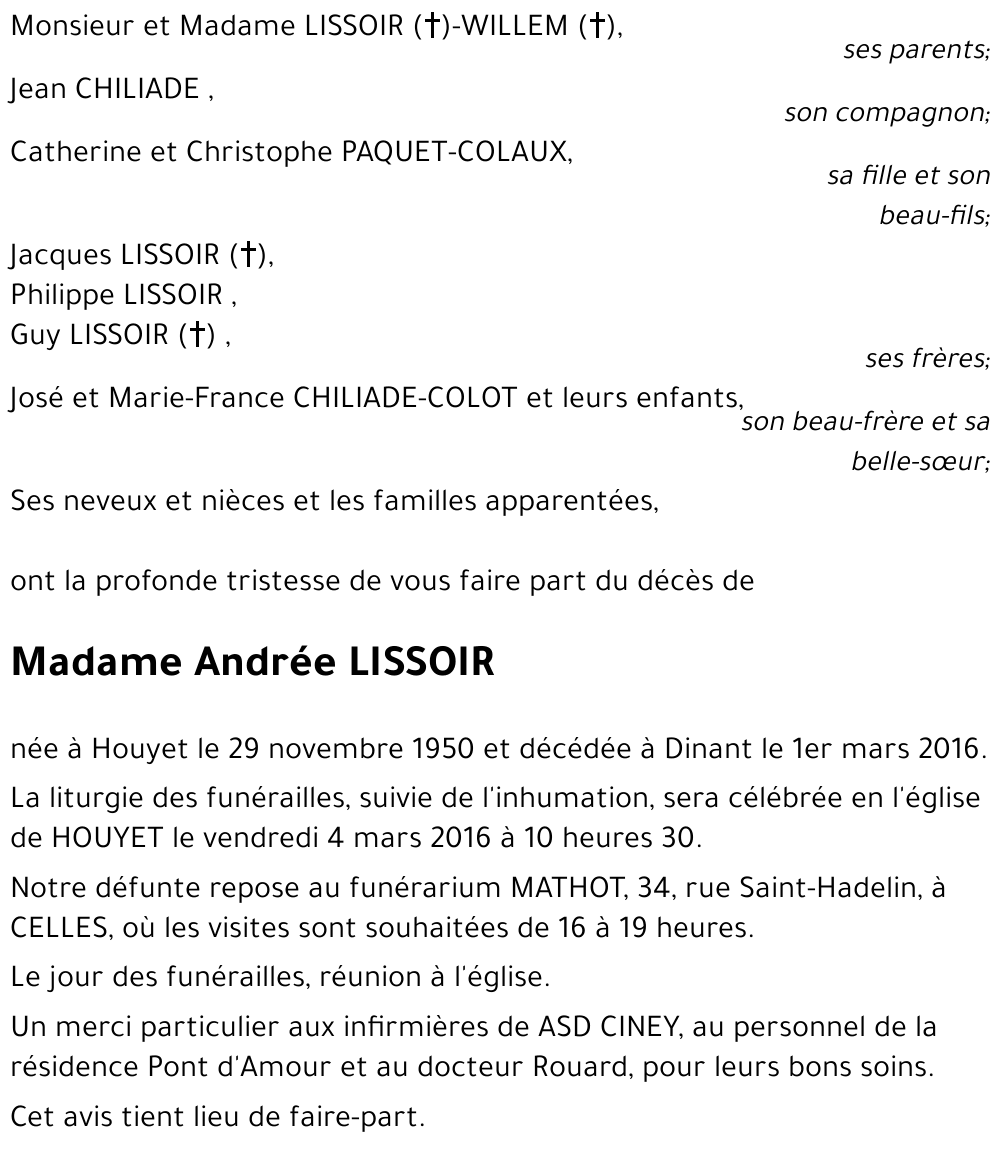 Lissoir Andrée