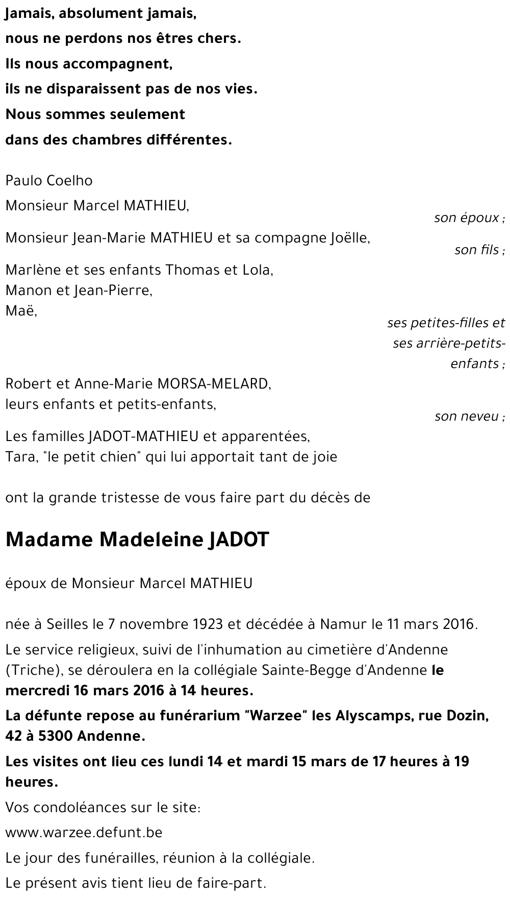 Madeleine JADOT