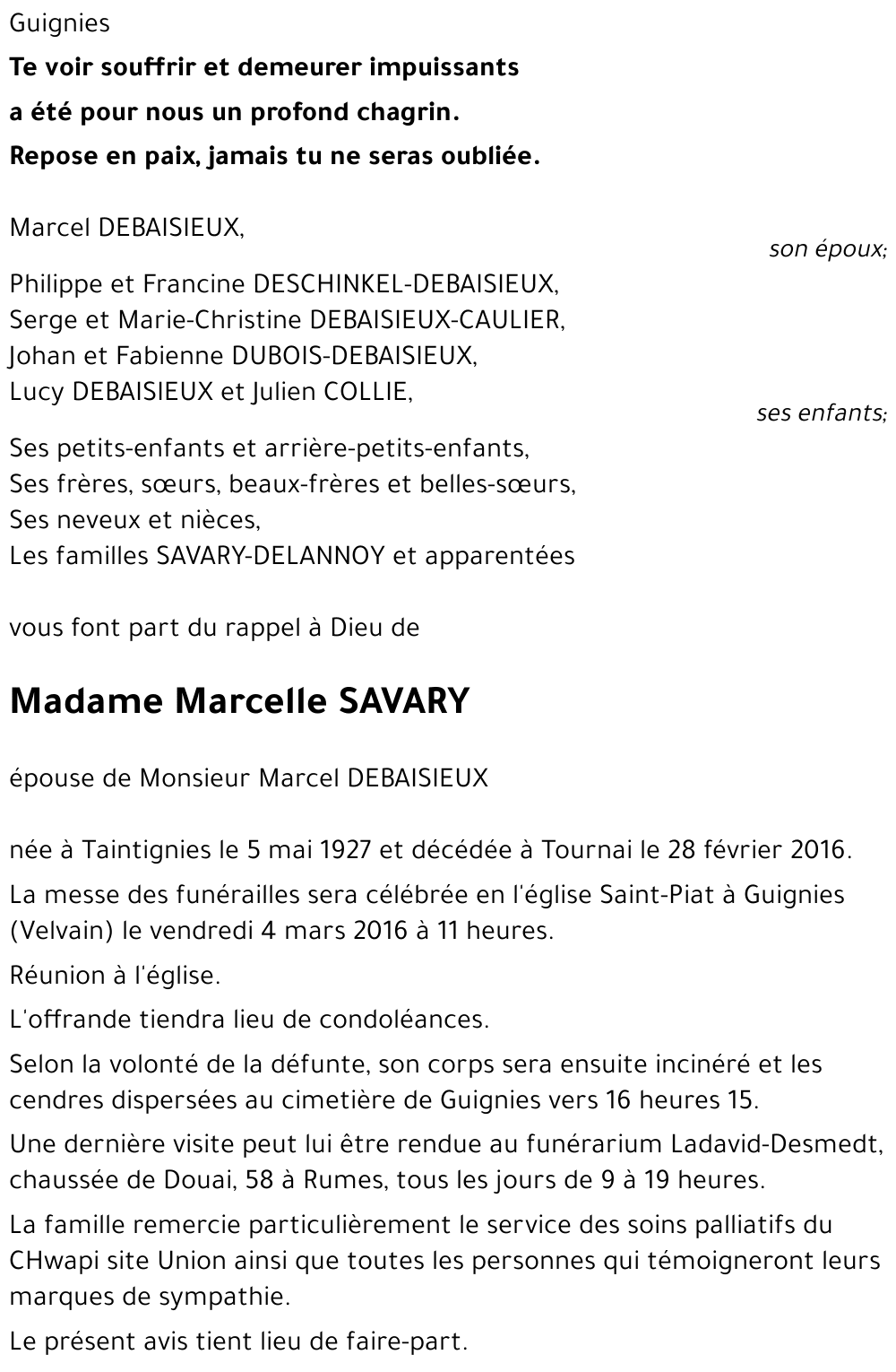 Marcelle SAVARY