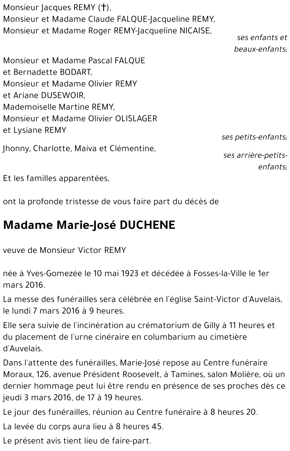 Marie-José DUCHENE