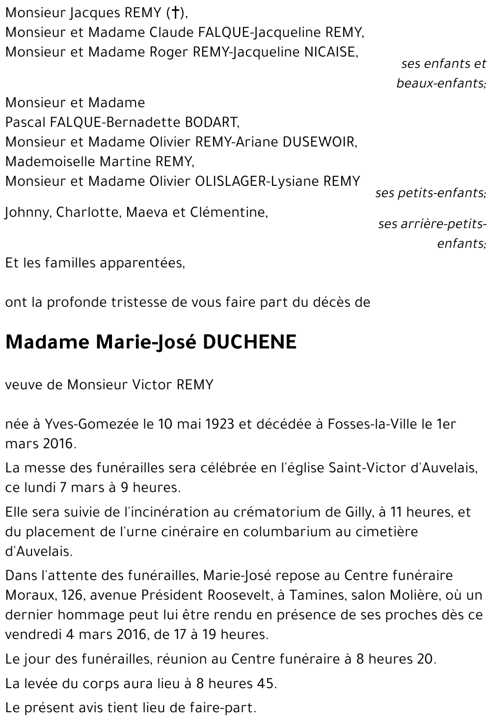 Marie-José DUCHENE