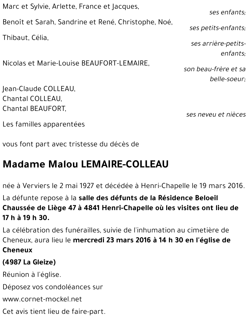 Marie-Louise COLLEAU