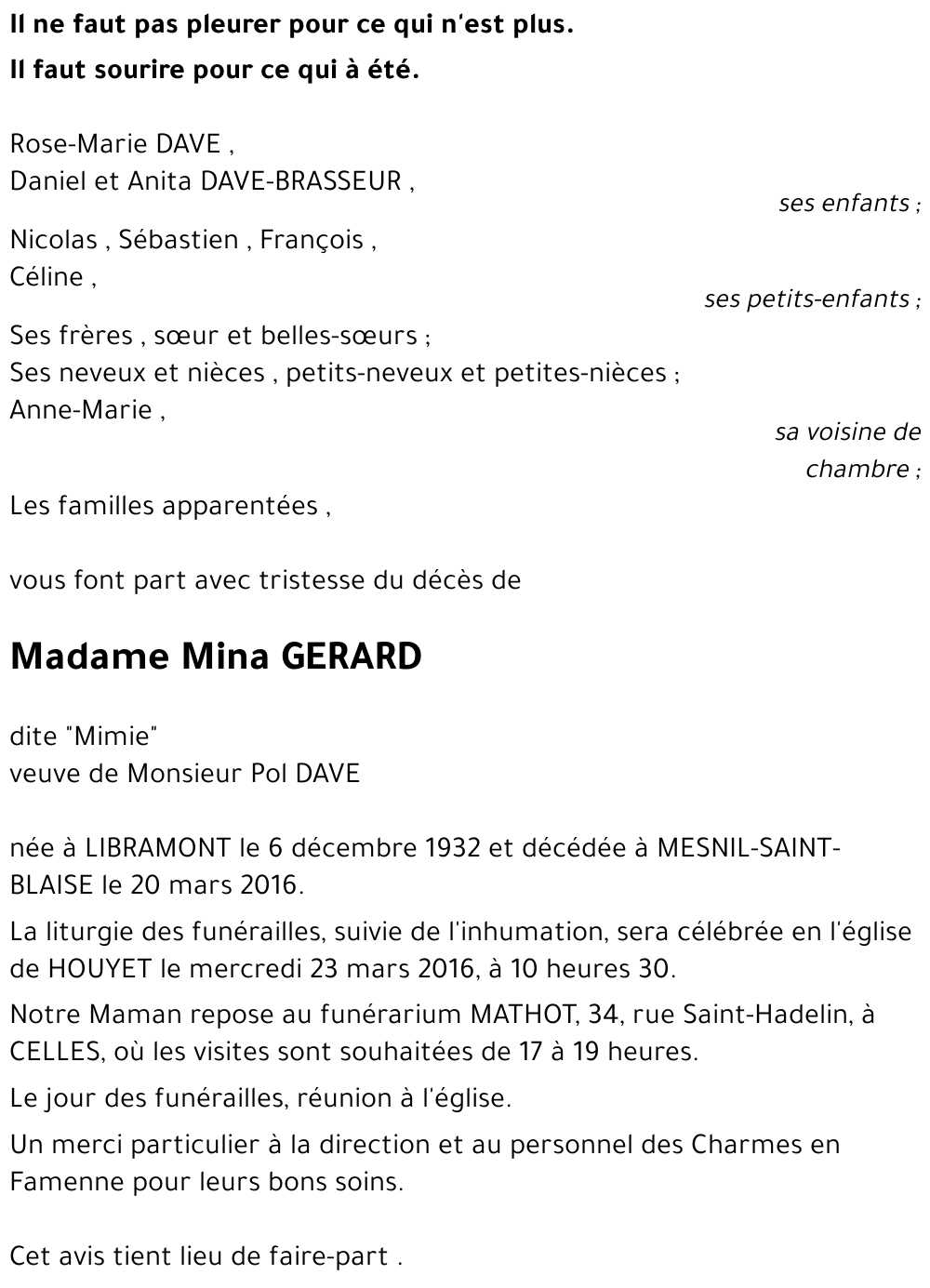 Mina GERARD