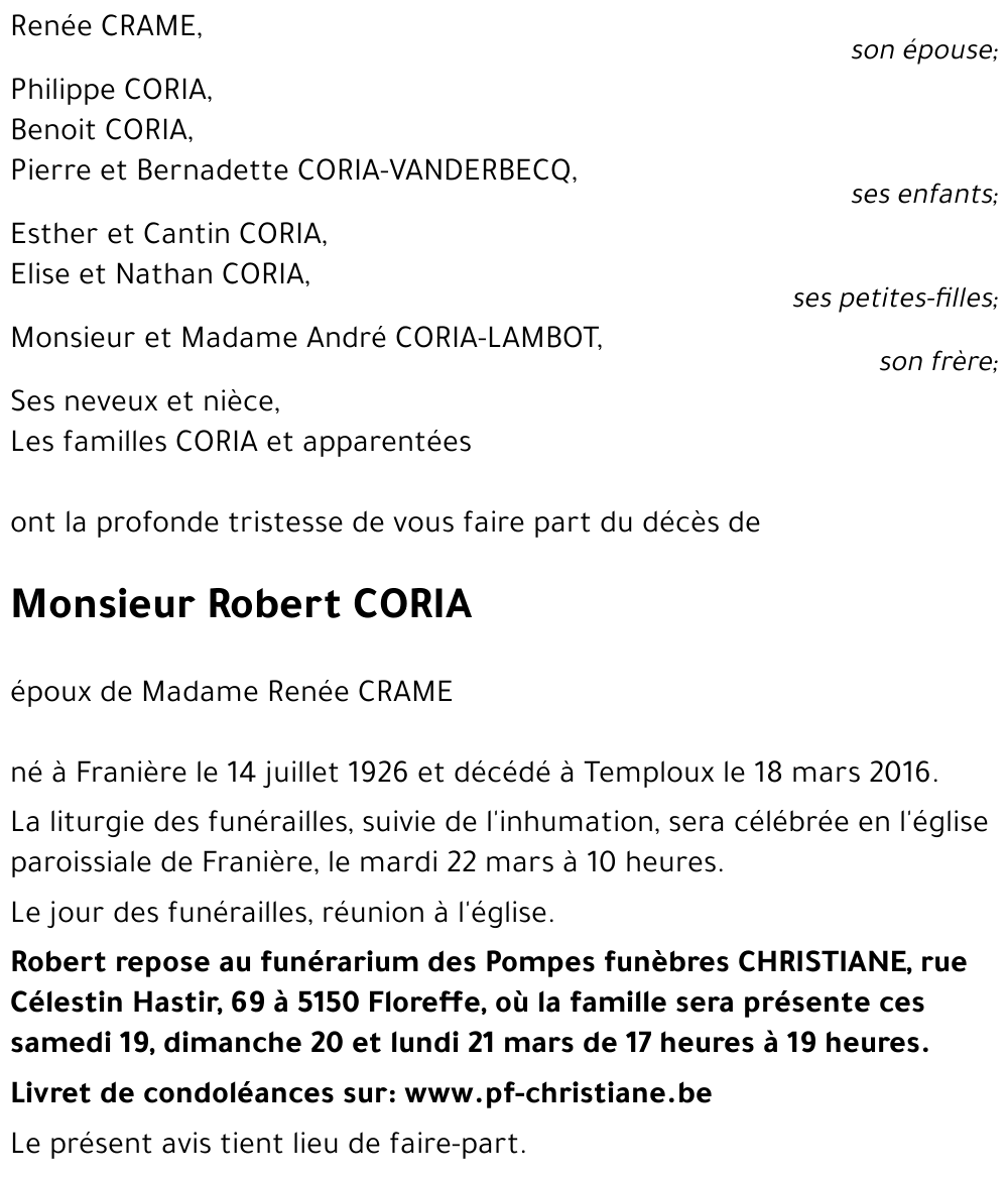 Robert CORIA