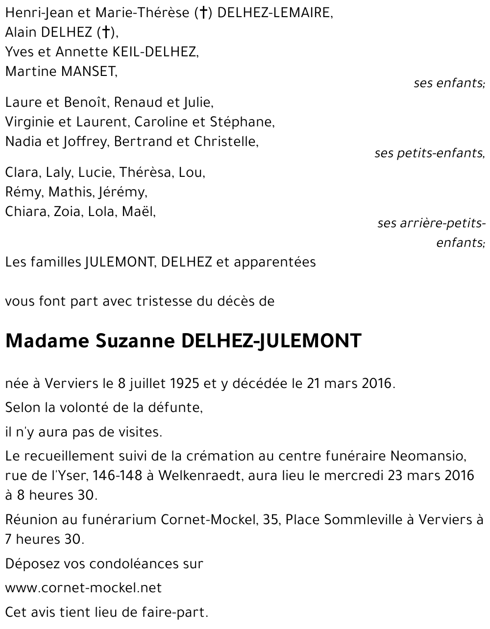 Suzanne JULEMONT