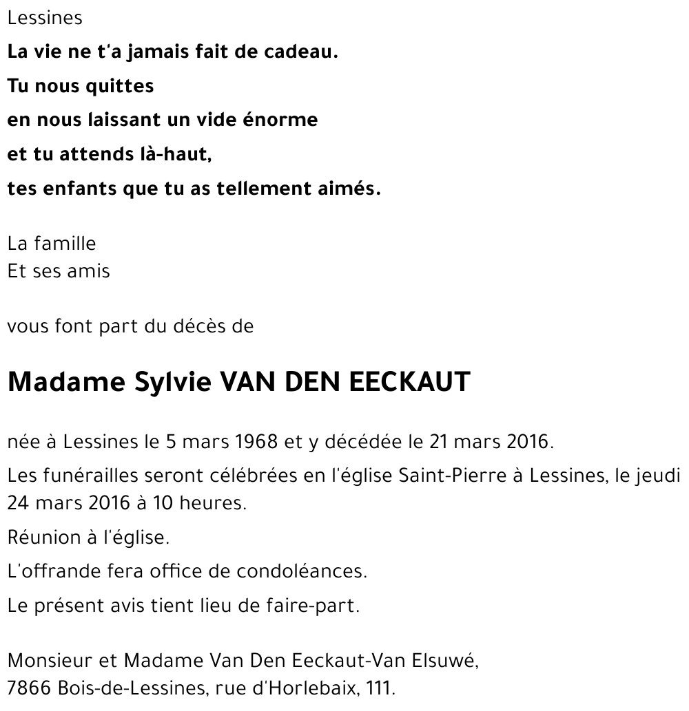Sylvie VAN DEN EECKAUT