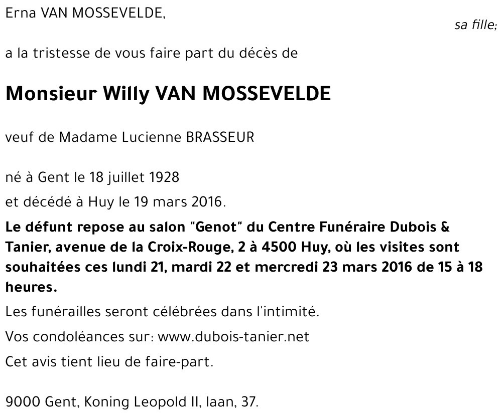 Willy Van MOSSEVELDE