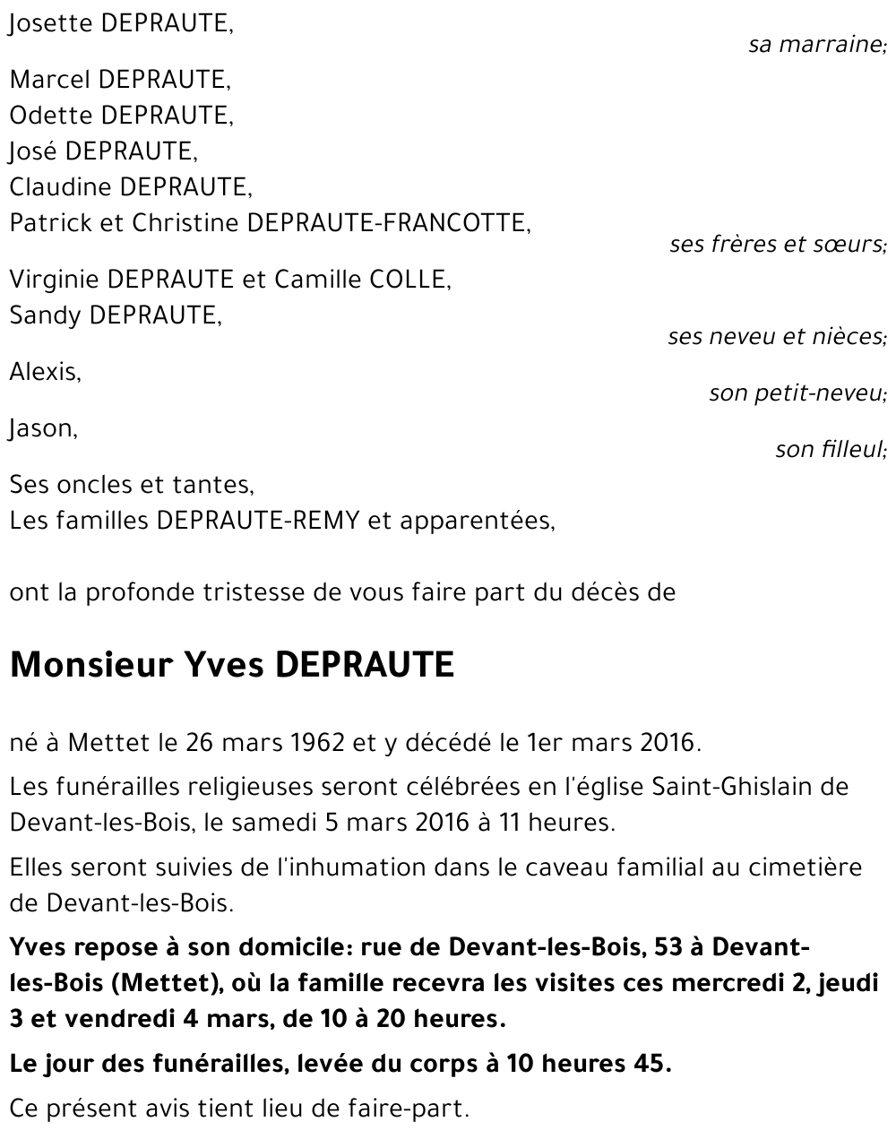 Yves DEPRAUTE