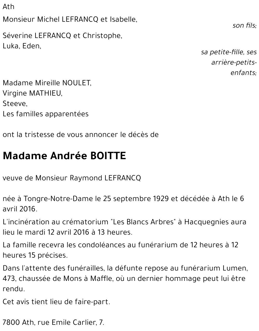 Andrée BOITTE
