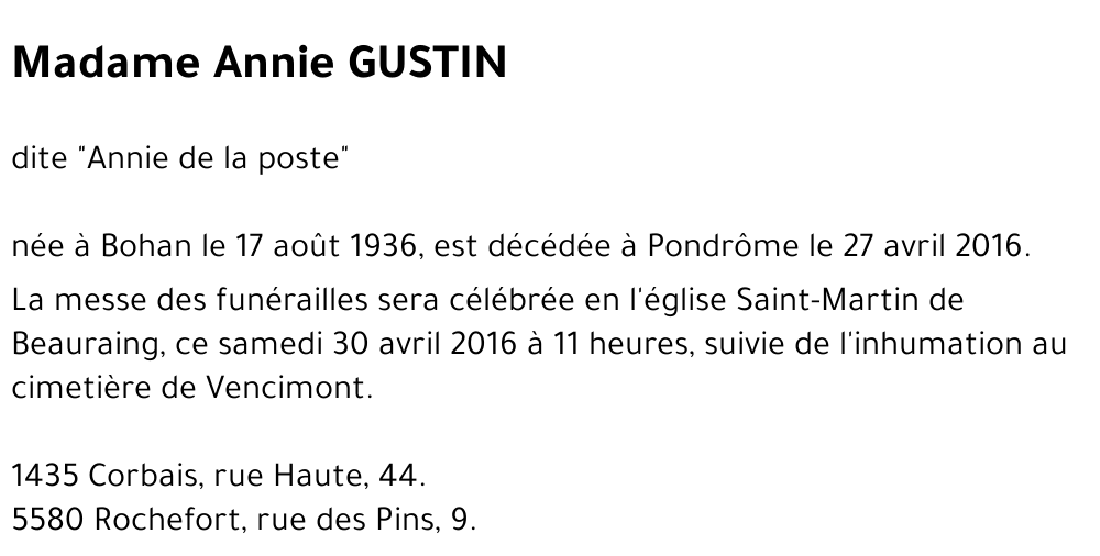 Annie GUSTIN