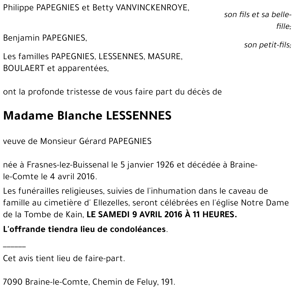 Blanche LESSENNES