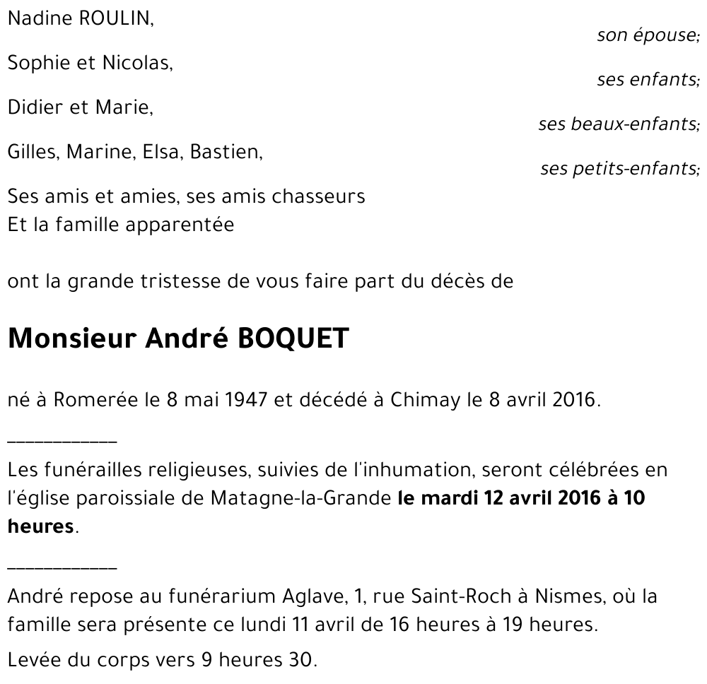 BOQUET André