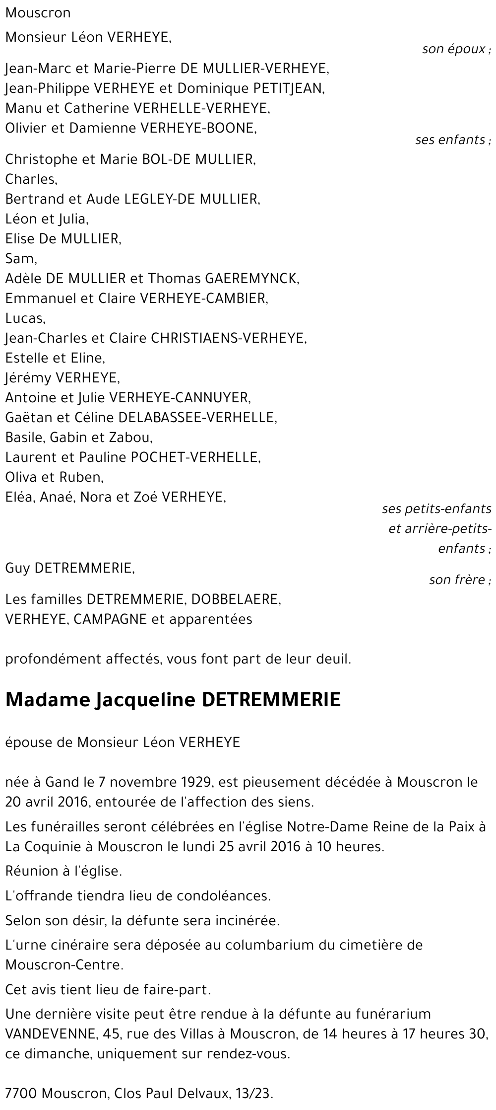 Jacqueline DETREMMERIE