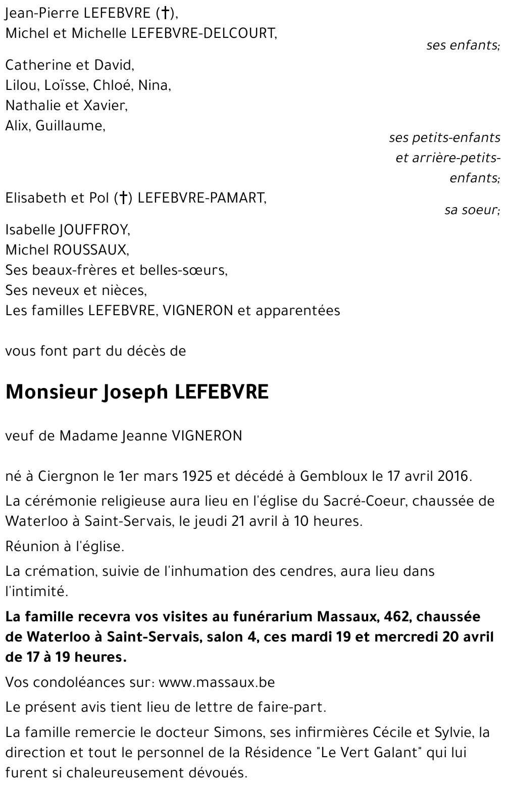 Joseph LEFEBVRE