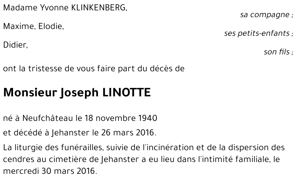 Joseph LINOTTE