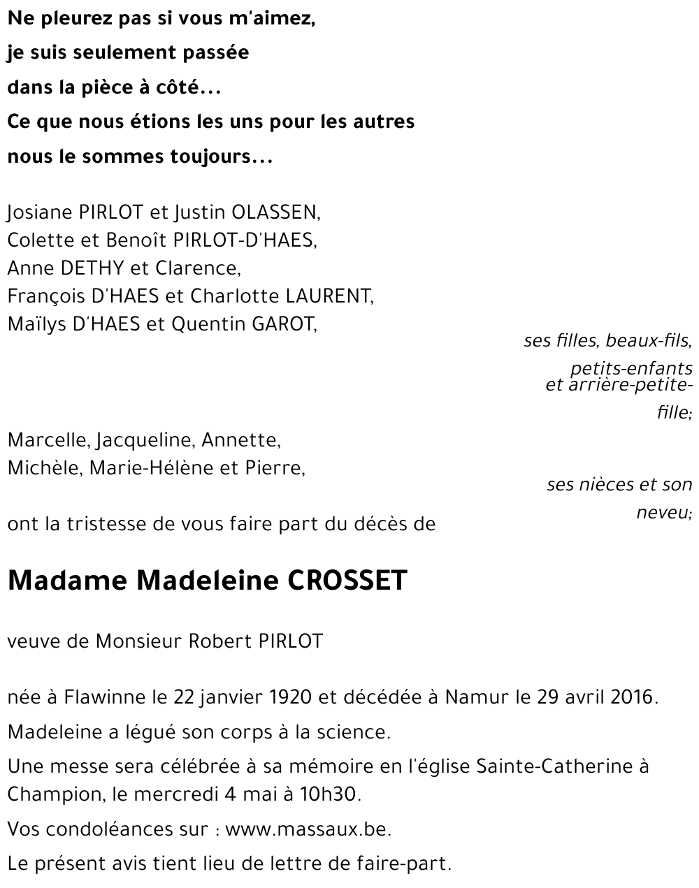 Madeleine CROSSET