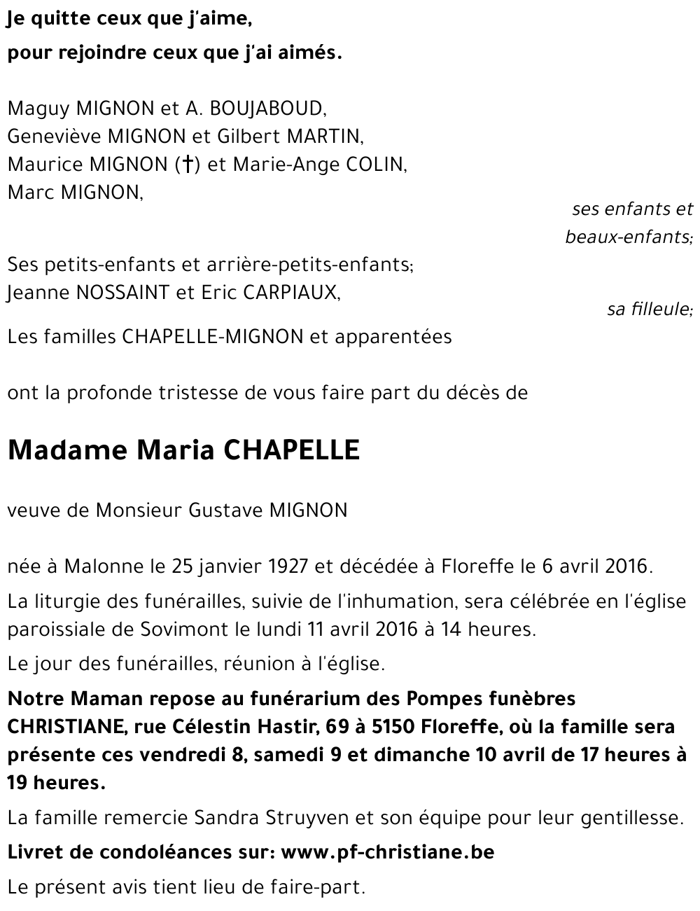 Maria CHAPELLE