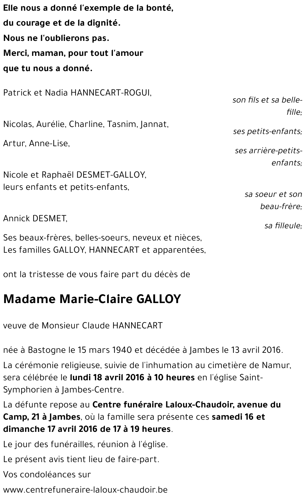 Marie-Claire GALLOY