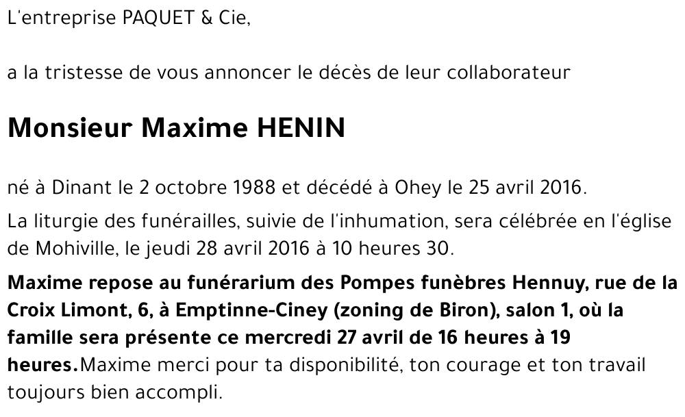 Maxime HENIN