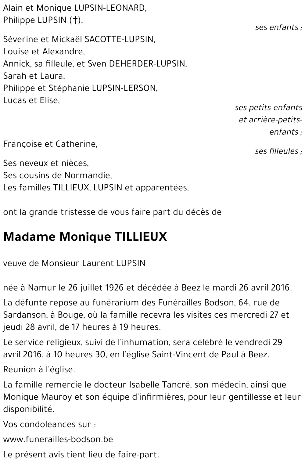 Monique TILLIEUX