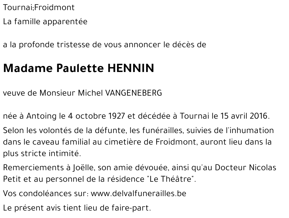 Paulette HENNIN