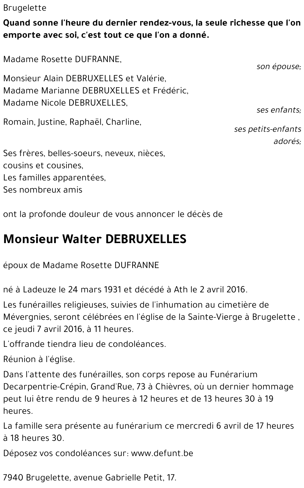 Walter DEBRUXELLES