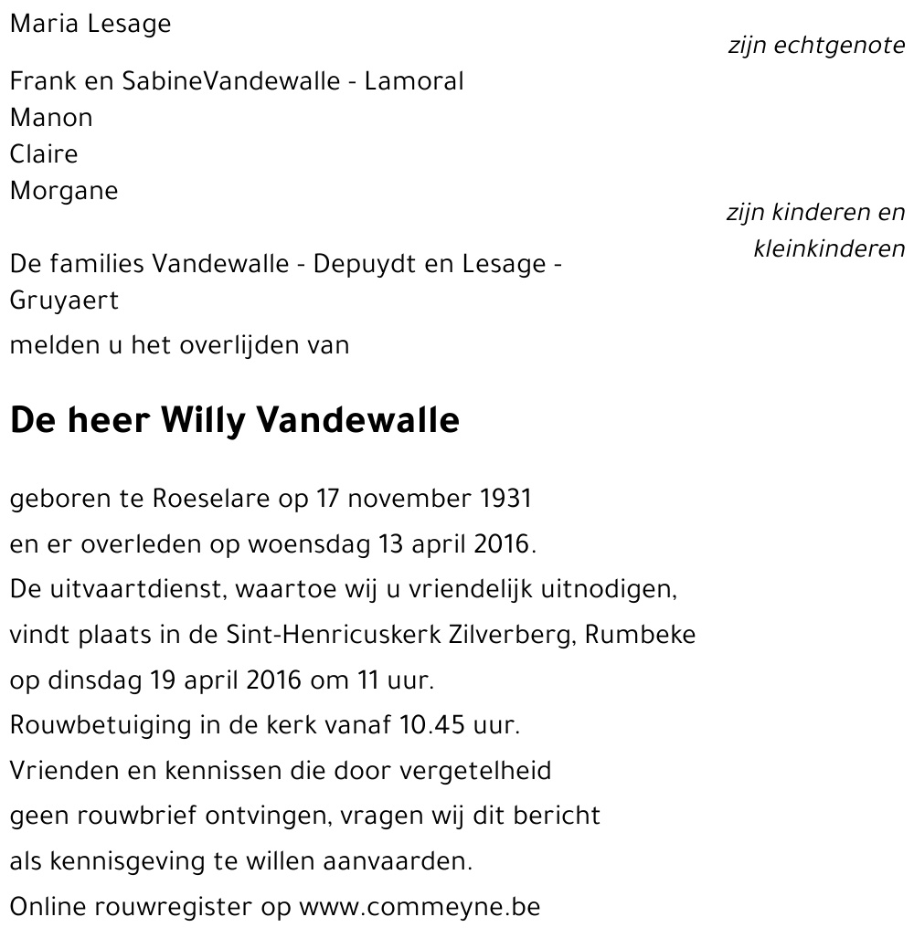 Willy Vandewalle