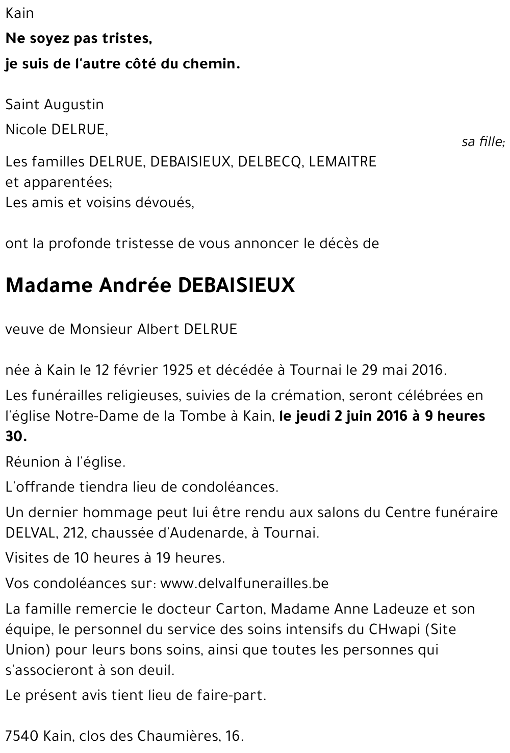 Andrée DEBAISIEUX