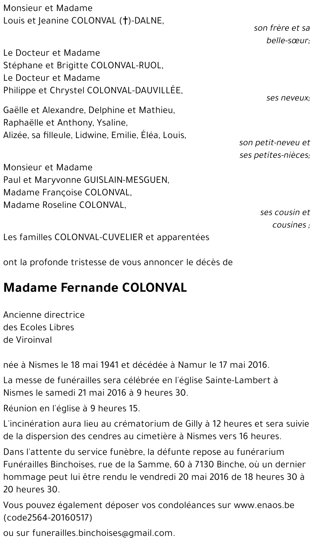 Fernande COLONVAL