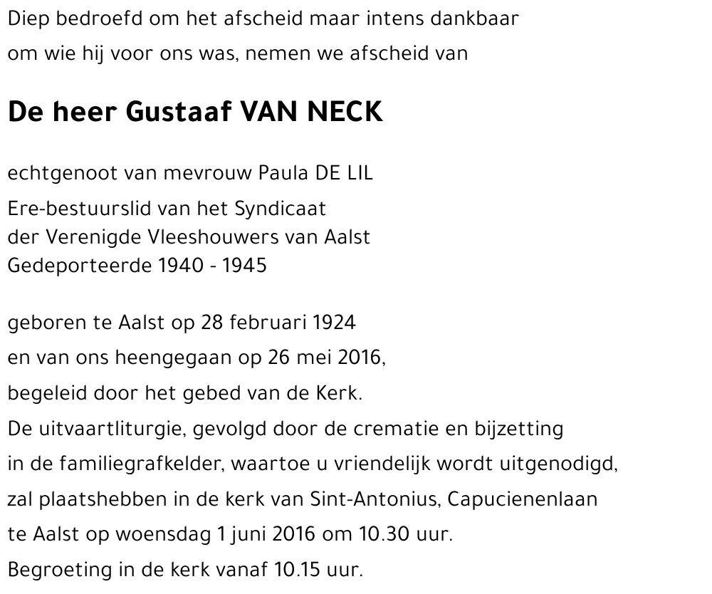 Gustaaf VAN NECK