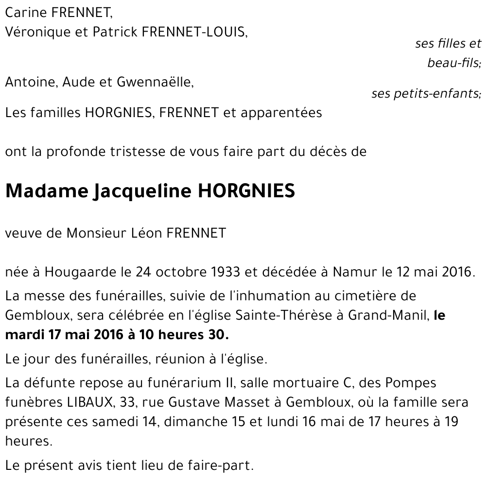 Jacqueline HORGNIES