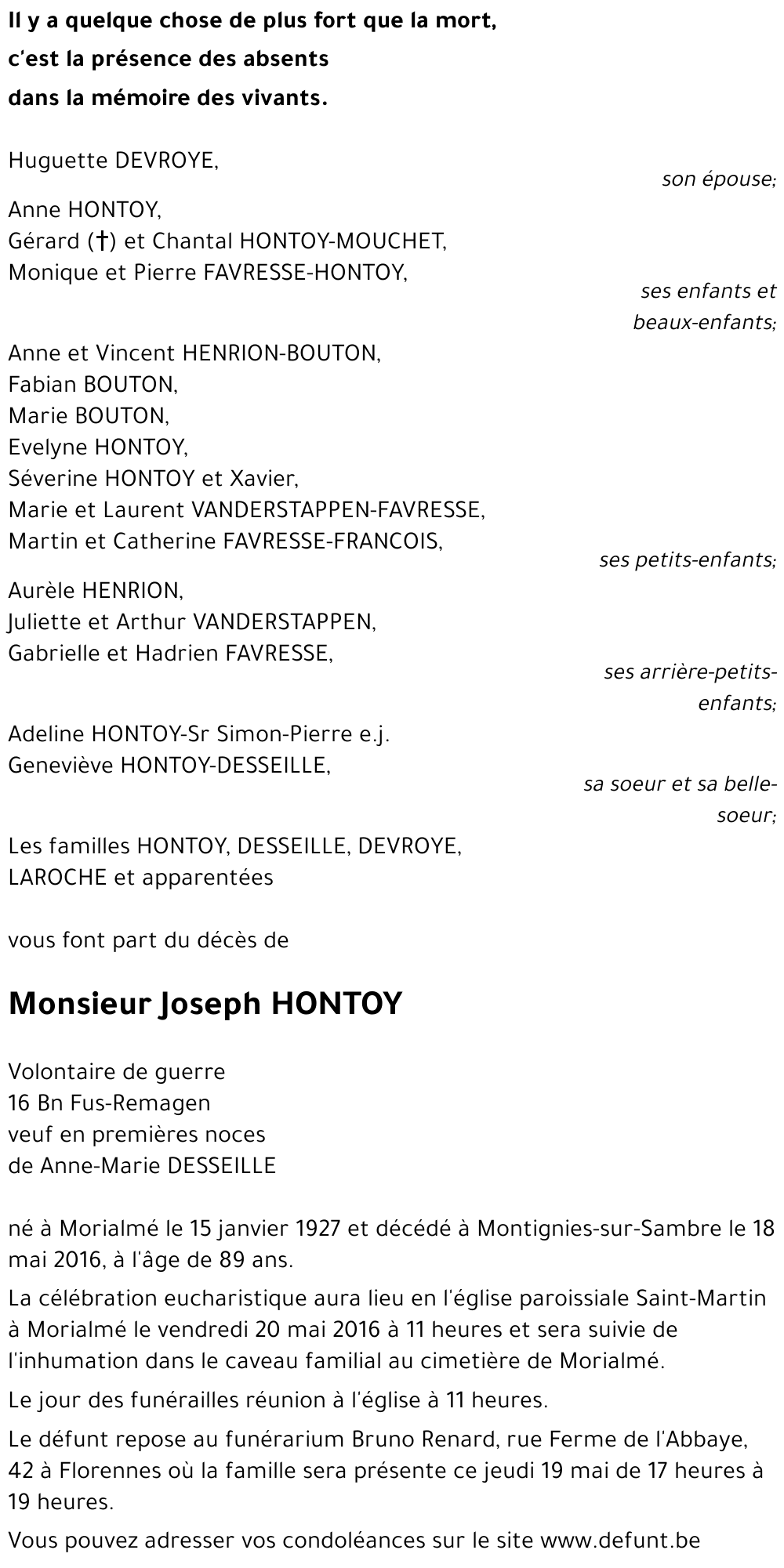 JOSEPH HONTOY