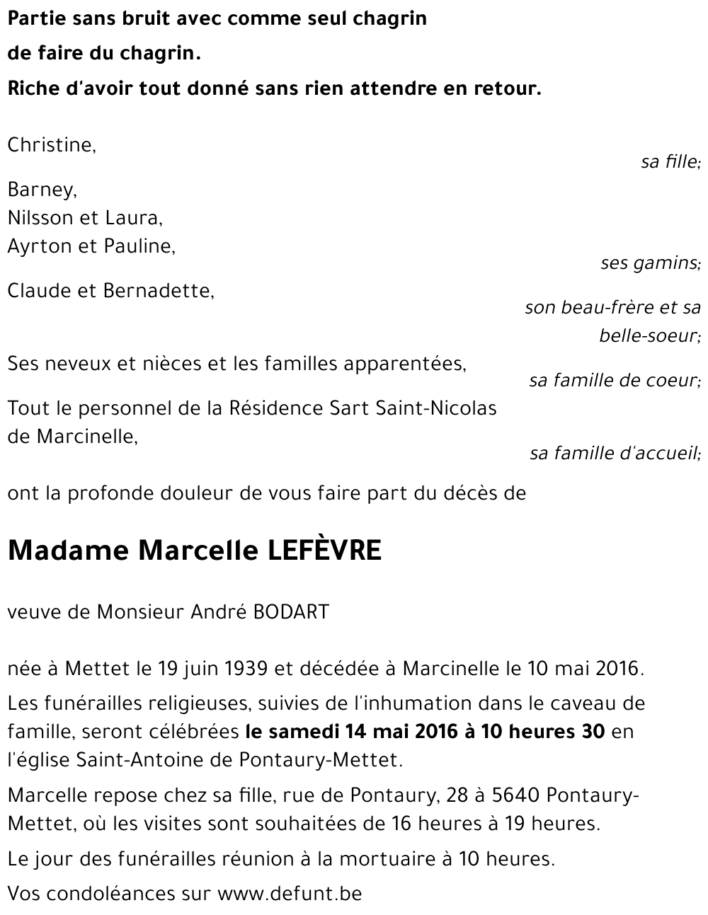 Marcelle LEFÈVRE