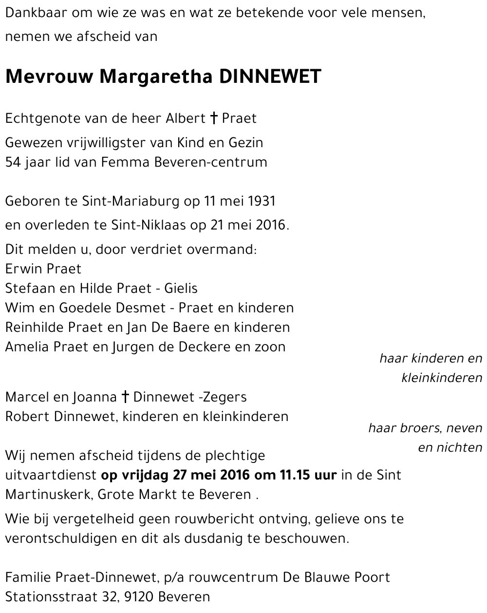 Margaretha DINNEWET