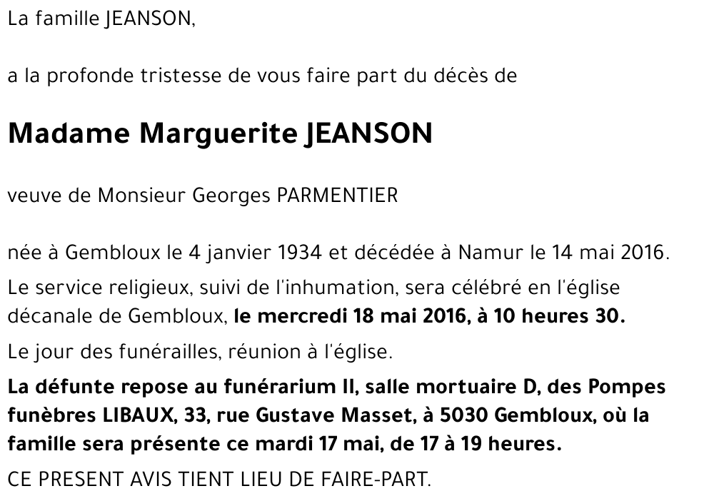 Marguerite JEANSON