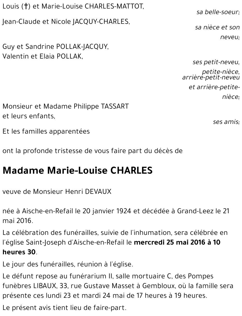 Marie-Louise CHARLES