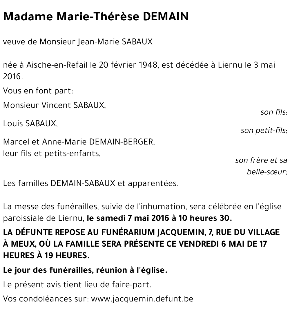 Marie-Thérèse DEMAIN