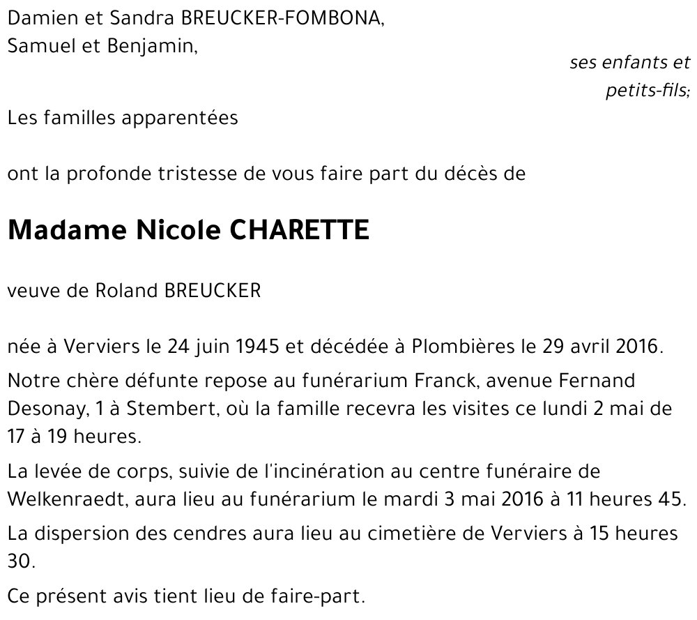 Nicole CHARETTE