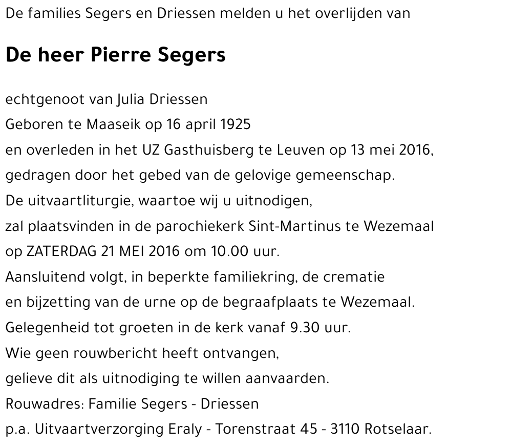 Pierre SEGERS