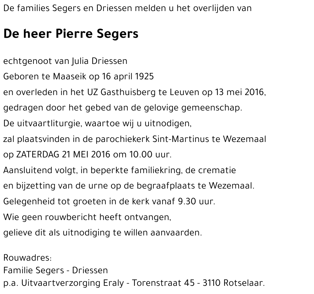 Pierre SEGERS