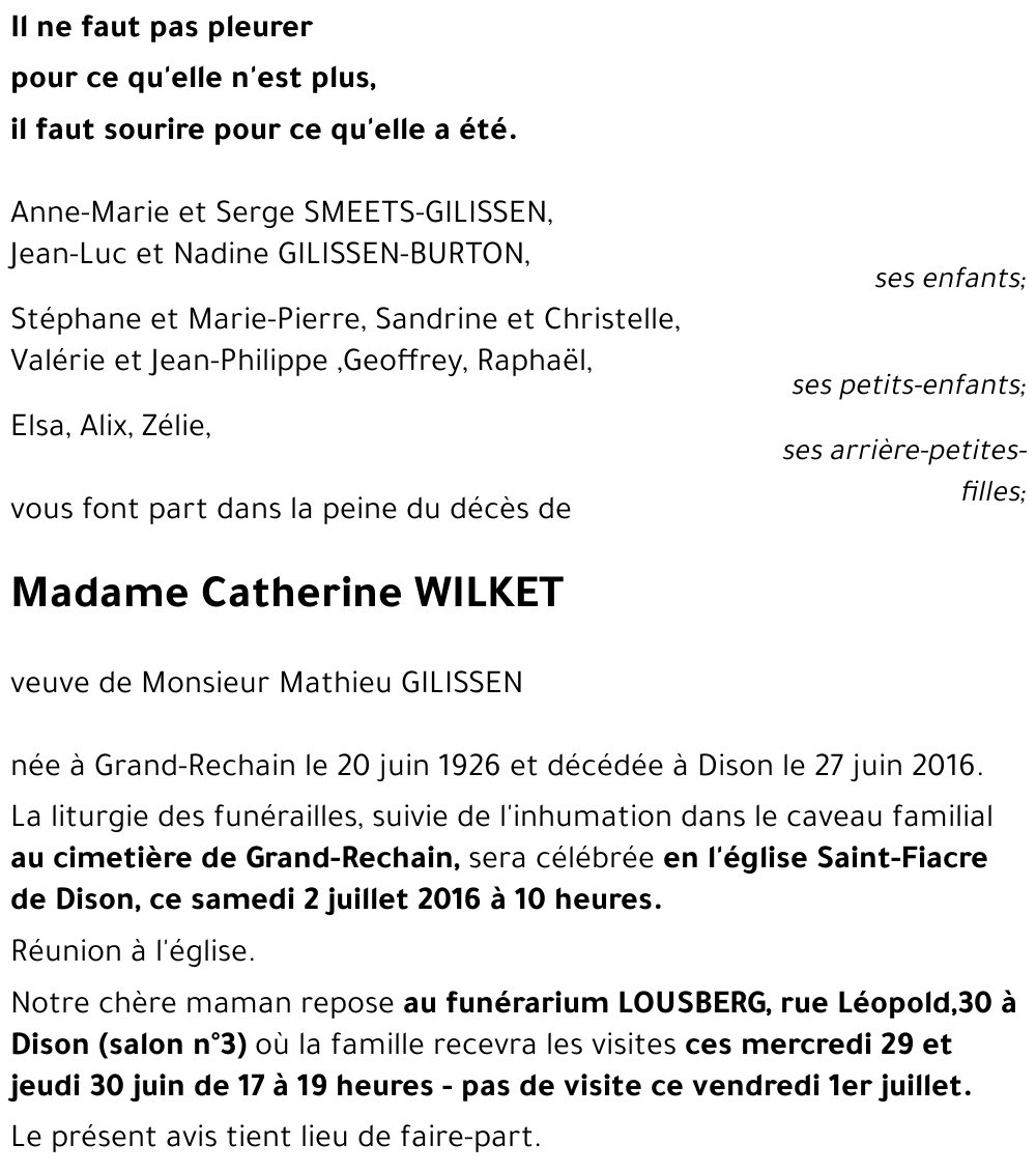 Catherine WILKET