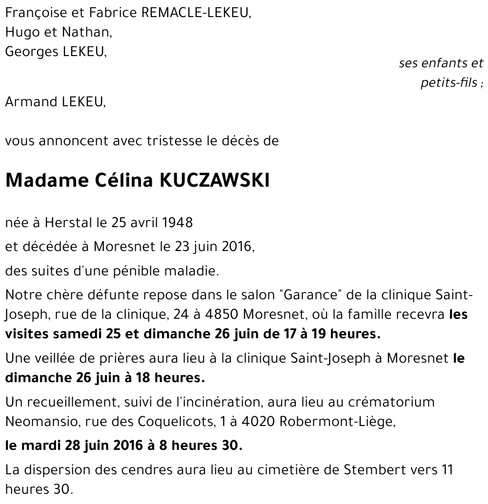 Célina KUCZAWSKI