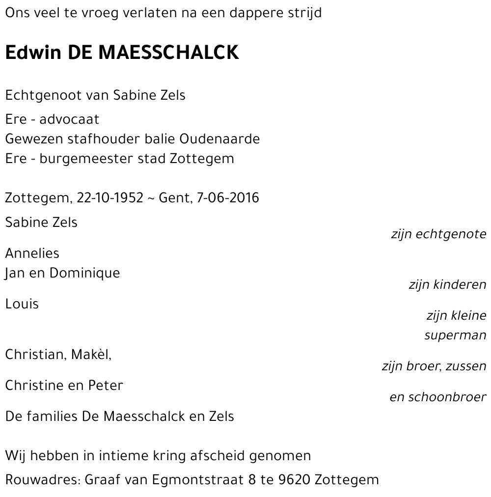 Edwin DE MAESSCHALCK