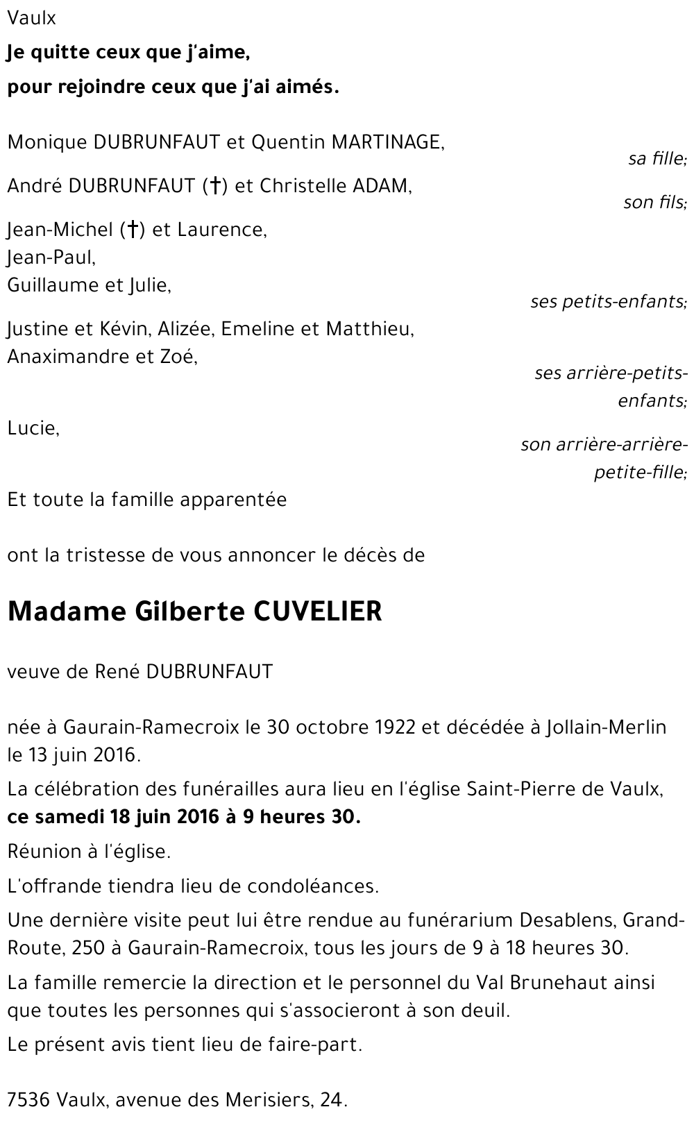 Gilberte CUVELIER