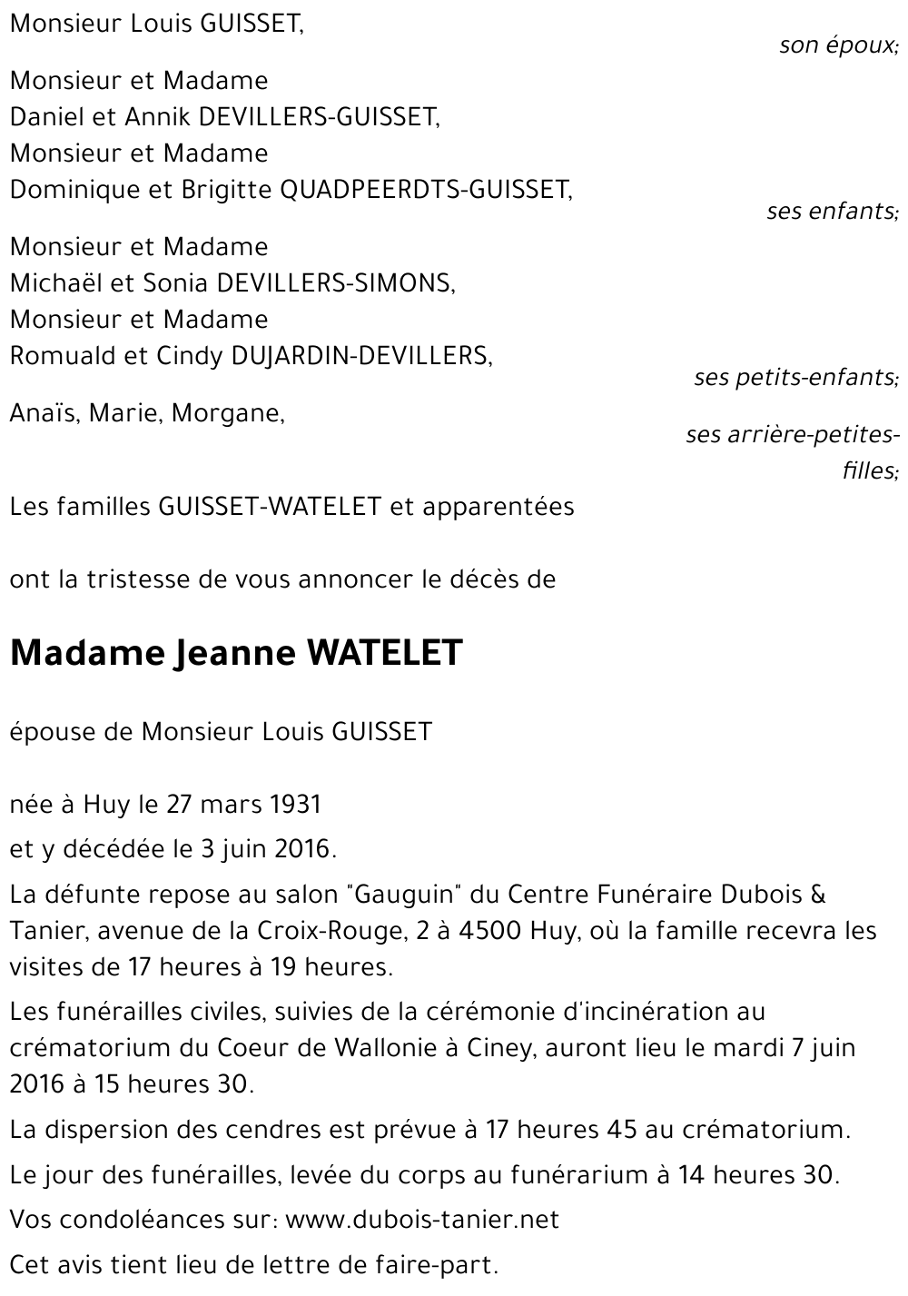 Jeanne WATELET