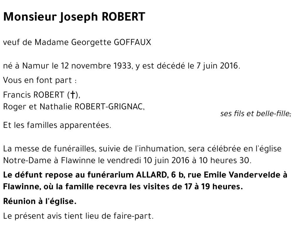 Joseph ROBERT