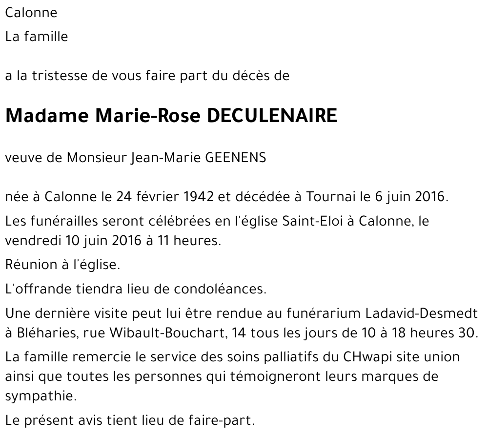 Marie-Rose DECULENAIRE