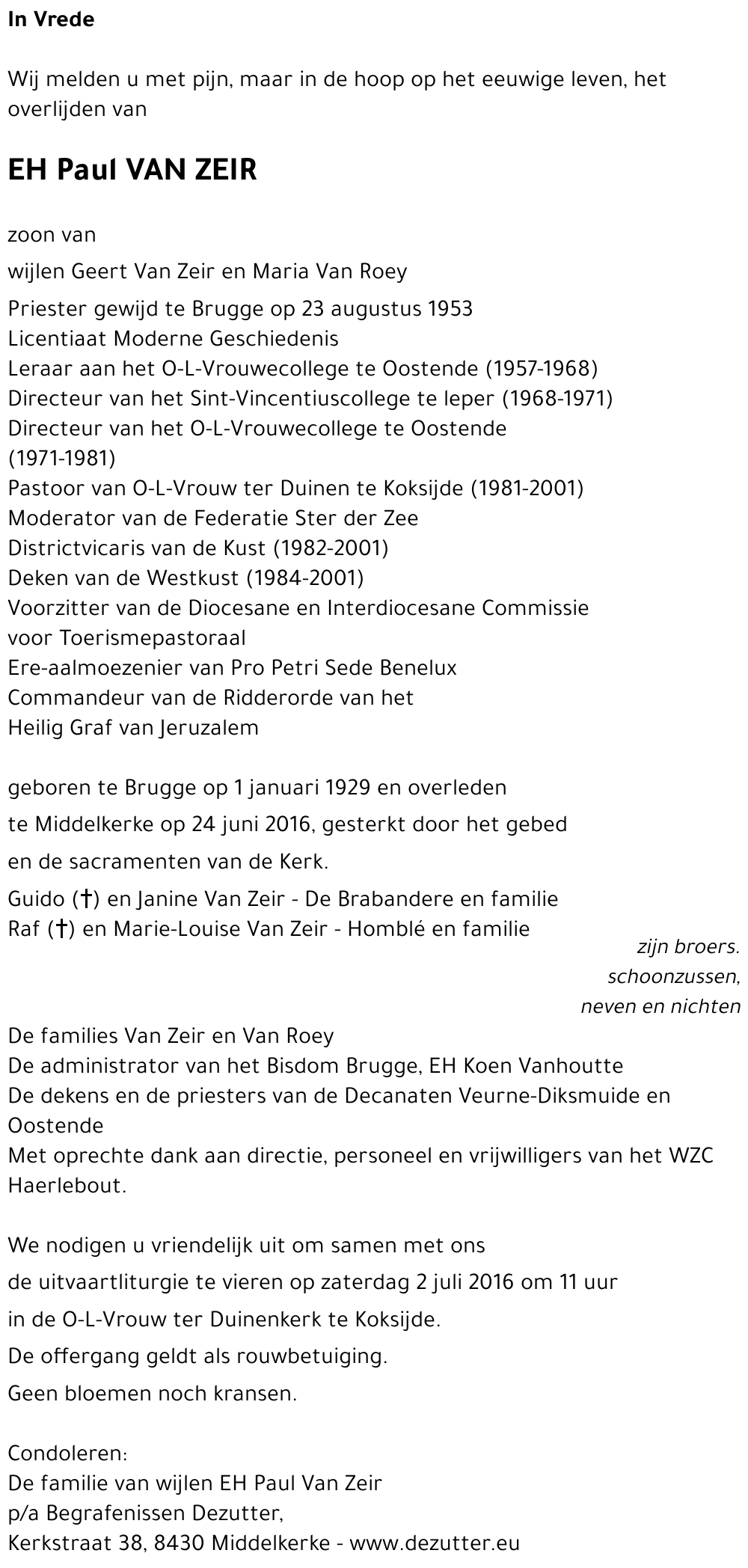 Paul VAN ZEIR