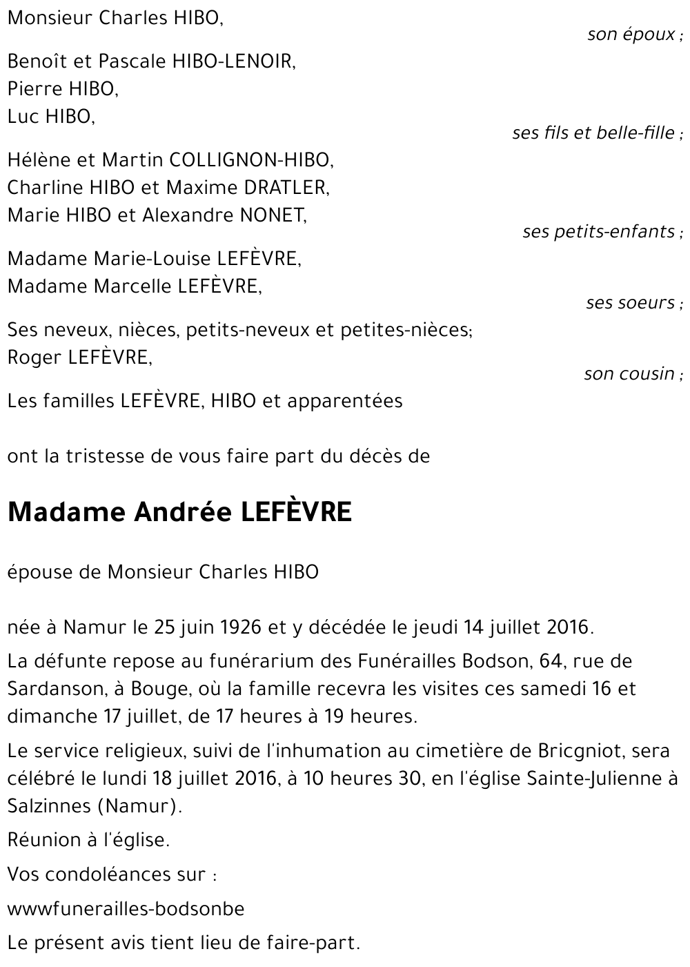 Andrée LEFÈVRE